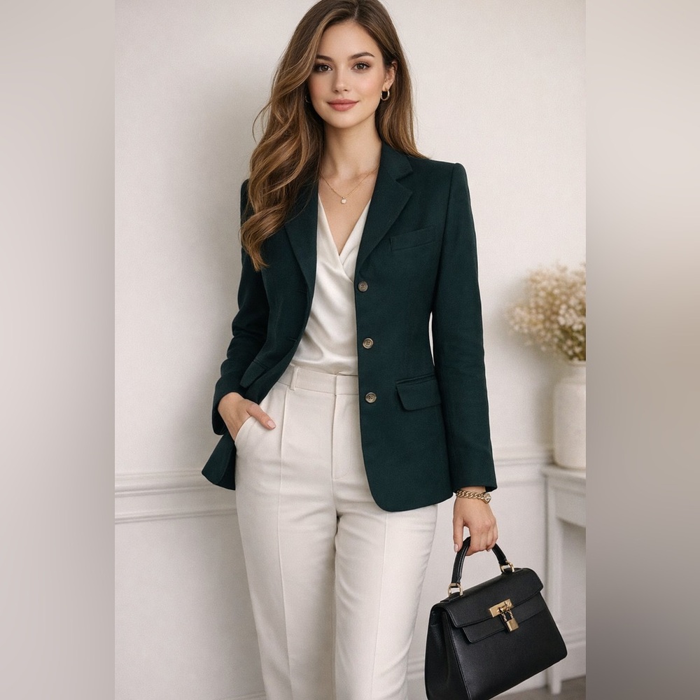 L.L. Bean Vintage Dark Green Tailored Blazer